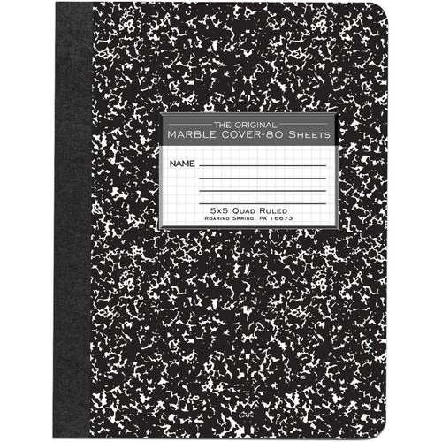 Roaring Spring Paper Products  Composition Book,Quad Ruled,5"x5",80 Sh,9-3/4"x7-1/2",BK
