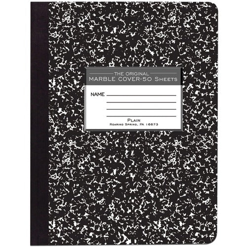 Roaring Spring Paper Products  Composition Book,Unruled,50 Sheets,9-3/4"x7-1/2",Black Cvr.