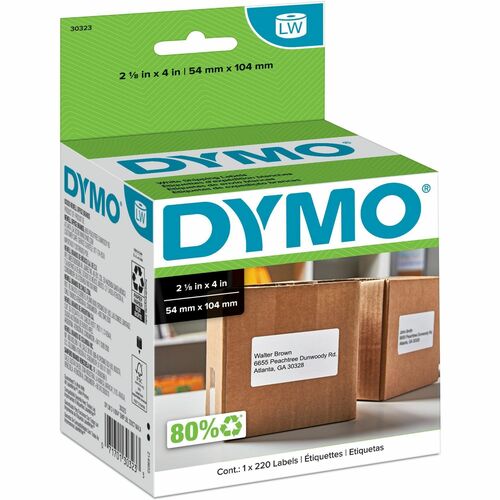 Dymo  Shipping Labels, 4"x2-1/8", 220/RL, White-DYM30323