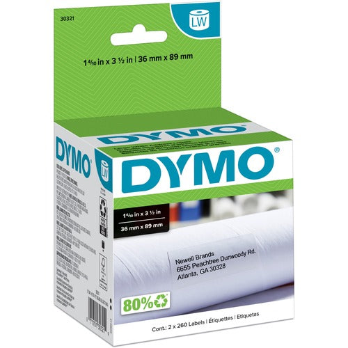 Dymo  Address Labels,Large,3-1/2"x1-2/5",260 Labels/RL, 2/BX,WE-DYM30321