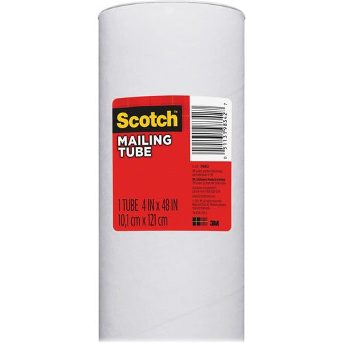 3M  Mailing Tube, Removable End Caps, 4"x48", White