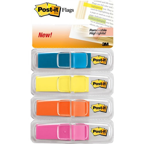 3M  Highlighting Flags,1/2"x1-3/4",140/PK,Bright BE/PK/OE/GN