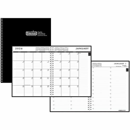 House Of Doolittle  Daily/Monthly Planner, Ruled, Jan-Dec, 7"x10", Black Cover-HOD289632