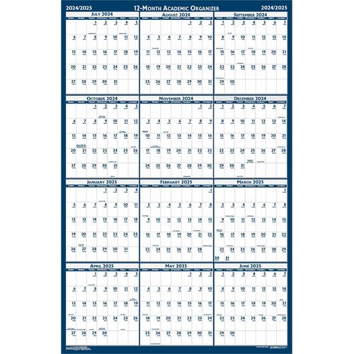 House Of Doolittle  Wall Planner, Laminated, 12 Mth July-June, 24"x37", BEWE-HOD395