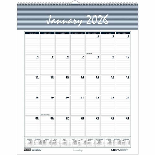 House Of Doolittle  Wall Calendar,Wire-bound,12 Months,Jan-Dec,8-1/2"x11",BE/GY-HOD331HD