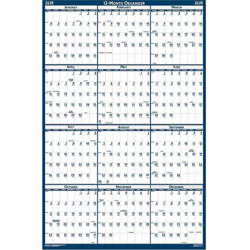 House Of Doolittle  Wall Planner, Reversible, 2-sided, Jan-Dec, 18"x24", BEGY-HOD3960