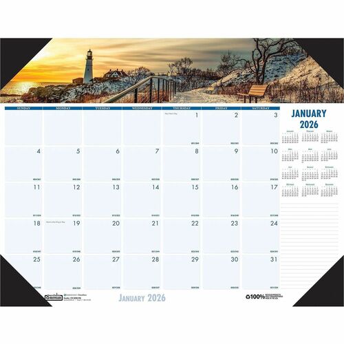 House Of Doolittle  Desk Pad, 12 Months, Jan-Dec, 22"x17", Coastlines-HOD178