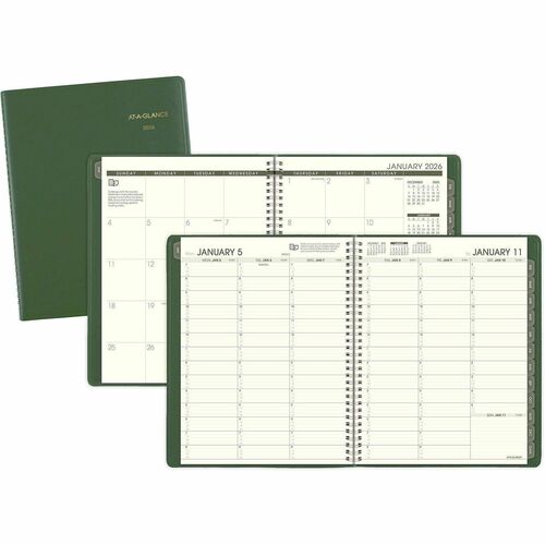 AT-A-GLANCE  Weekly/Monthly Appt Book,12-Mth Jan-Dec,8-1/4"x10-7/8",GN