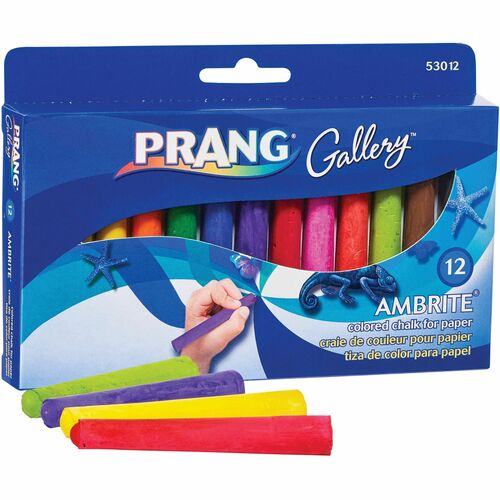 Dixon Ticonderoga Company  Paper Chalk, 3-3/16"x7/16", Nontoxic, 12/BX, Assorted