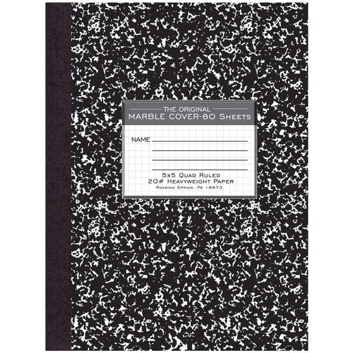 Roaring Spring Paper Products  Composition Book,Quad Ruled,5"x5",80 Sh,10-1/8"x7-7/8",BK