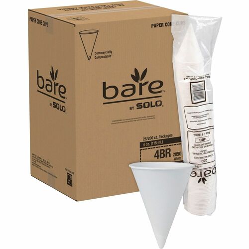 Solo Cup Company  Cone Cups, Paper, 4oz, 200/PK, 25PK/CT, White