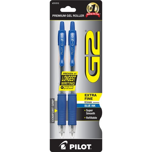 Pilot  Gel Pen,Retractable,Refillable,Fine,2/CD,Blue