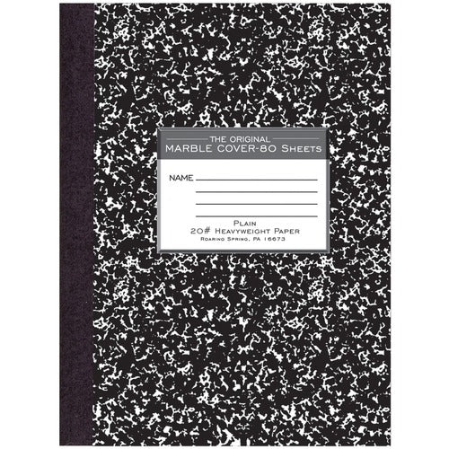 Roaring Spring Paper Products  Composition Book,Unruled,20 lb.,80/Sht,10-1/4"x7-7/8",Black