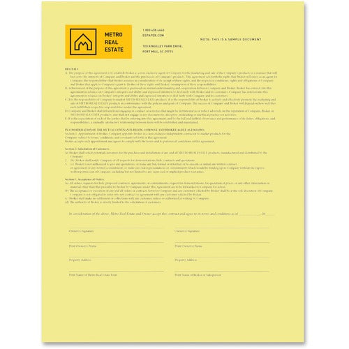 Xerox  Carbonless Paper,Singles,Coated,Letter,500Sht/RM,Canary