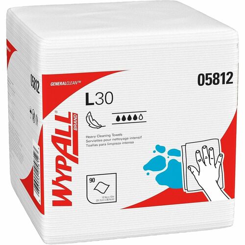Kimberly-Clark Professional  Cleanup Wipers, 90-Wipe, 12-1/2"x12", White