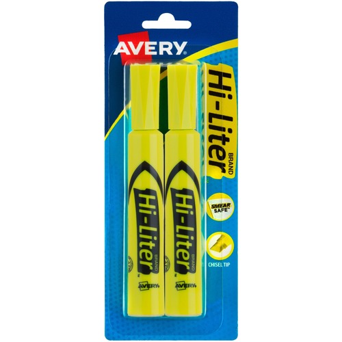 Avery  Highlighter,Chisel Point,2/PK,Fluorescent Yellow