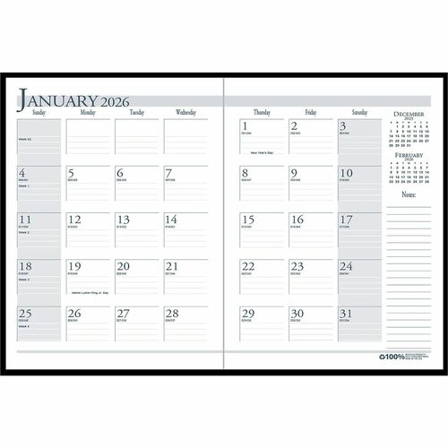 House Of Doolittle  Economy Monthly Planner, 14 Mons Dec/Jan, 8-1/2"x11", BK/WE-HOD26002