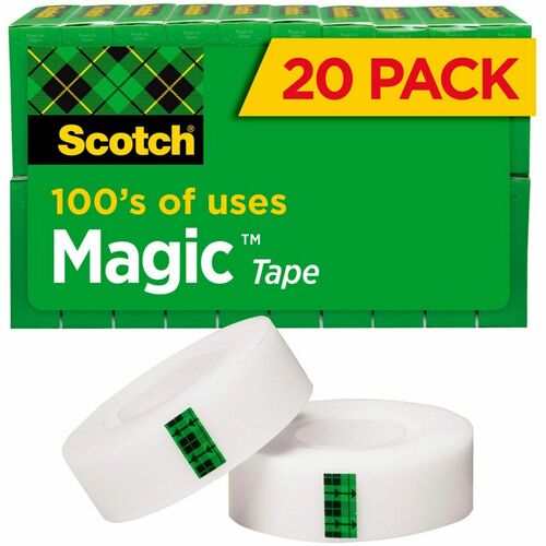 3M  Magic Tape, Value Pk, 3/4"x1000", 20/PK, Clear
