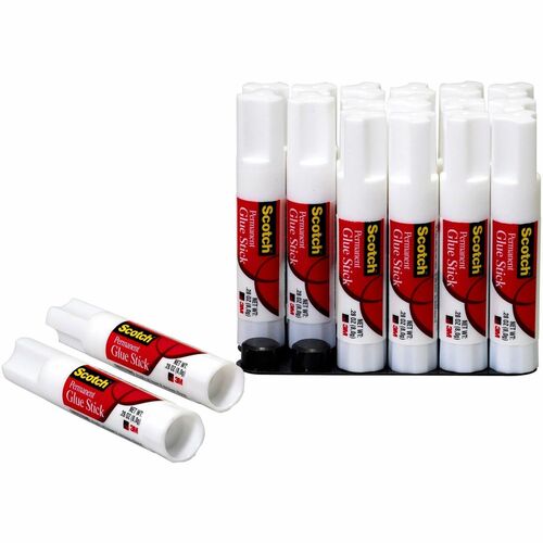 3M  Permanent Adhesive Glue Stick, .28 oz, 18/PK, White