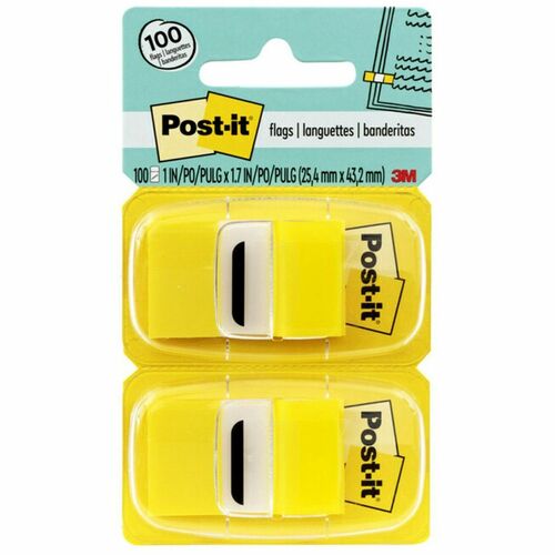3M  Post-it Flags, 1"x1-3/4", 50/Dispenser, 12/BX, Yellow