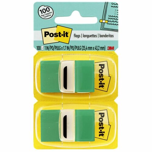 3M  Post-it Flags, 1"x1-3/4", 50/Dispenser, 12/BX, Green