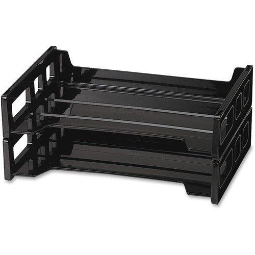 Officemate  Stackable Desk Trays,Side Load,13-3/16"x9"x2-3/4",2/PK,Black