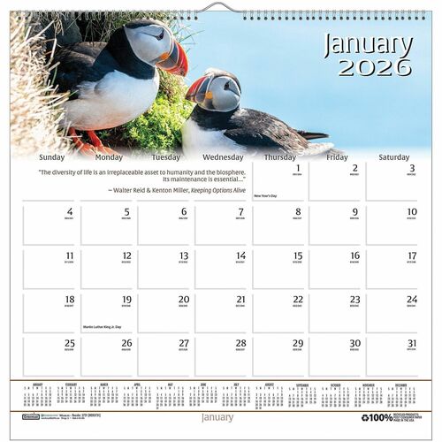 House Of Doolittle  Wall Calendar, Wildlife Scenes, 12-Mth, Jan-Dec, 12"x12"-HOD3731