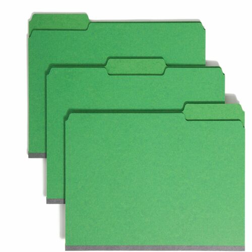 Smead  Fastener Folder, 1/3 Cut Tab, Letter, 25/BX, Green