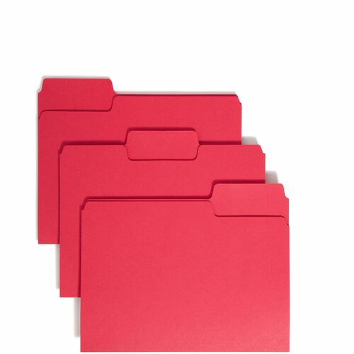 Smead  Folder, Supertab, Ltr, 1/3", 100/BX, Red