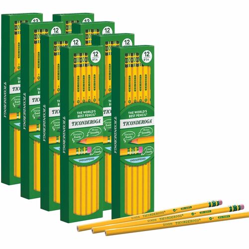 Dixon Ticonderoga Company  Pencils, Wood, No.2 Lead Grade, Latex-free Eraser, 96/PK,YW