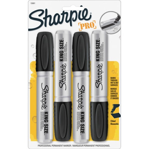 Newell Brands  Marker, Permanent, King Size, Chisel Point, 4/PK, Black