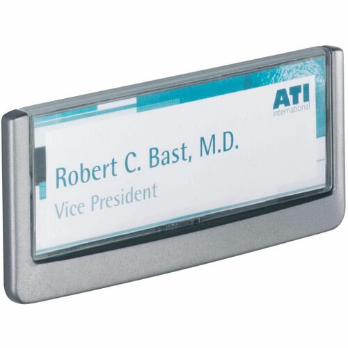 Durable Office Products  Click Sign Holder, 2-1/8"x5-7/8"x1/2", Black
