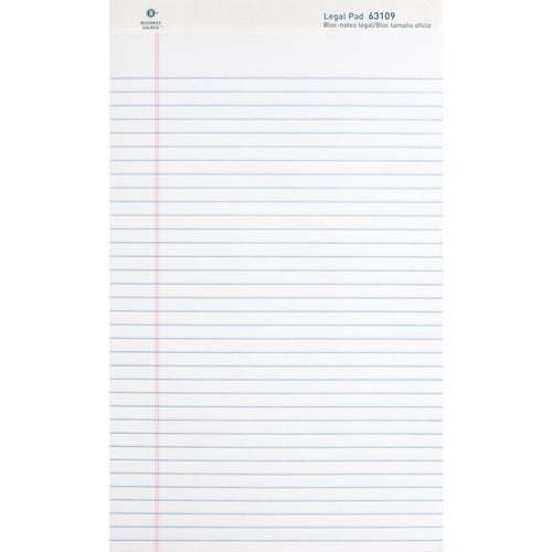 Business Source  Legal Pads, Legal Ruled,50 Sht, 8-1/2"x14", 1 Dozen, WE