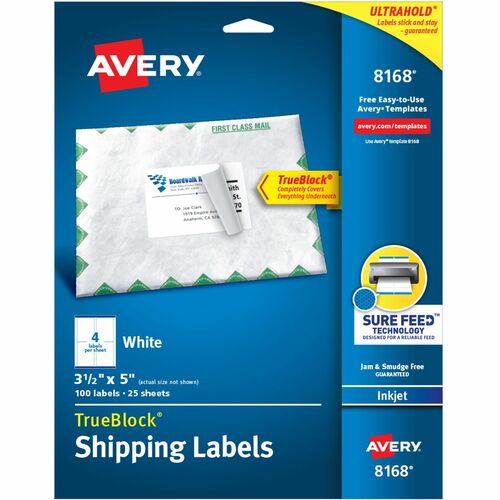 Avery  Inkjet Labels, Shipping, Permanent, 3-1/2"x5", 100/PK, WE