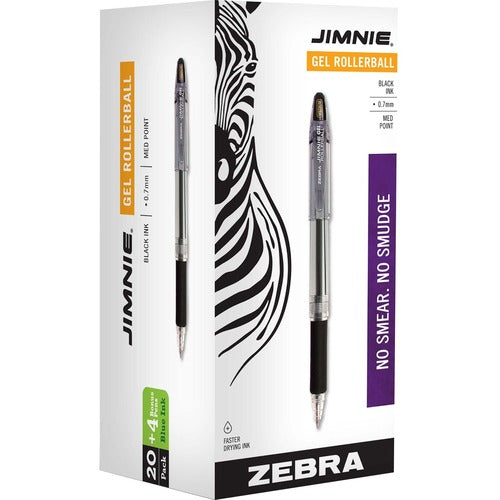 Zebra  Gel Rollerball Pens, Medium Pt,Value Pk, 0.7mm,24/PK,BK