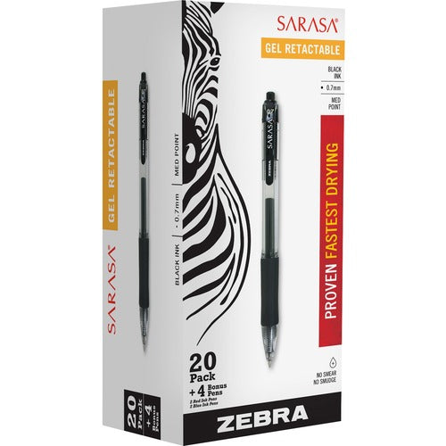 Zebra  Gel Pens, Retractable, Value Pack, .7mm, 24/PK, AST Ink