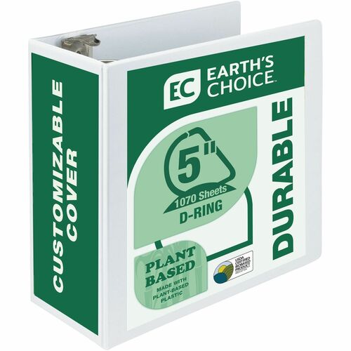 Samsill  D-Ring View Binders, 5" Capacity, 11"x8-1/2", White