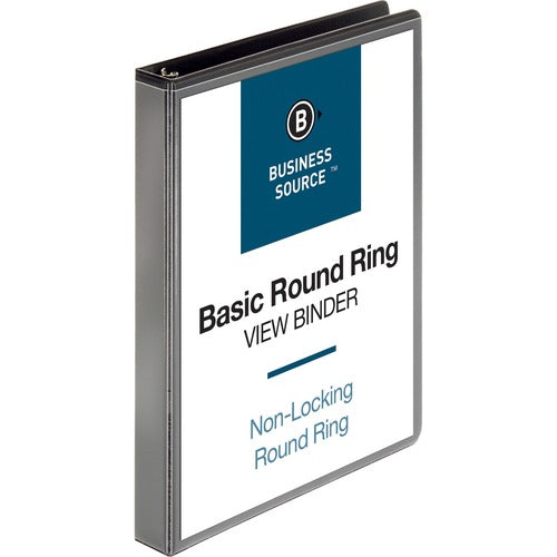 Business Source  View Binder, w/ 2 Inside Pockets, 1" Capacity, Black