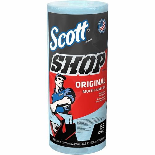 Kimberly-Clark Professional  Shop Towels, 10-2/5"x11", 55 Shts/RL, Blue