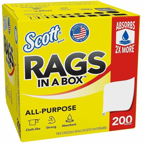 Kimberly-Clark Professional  Rags In A Box, w/ Handle, 10"x13", 200/BX, White