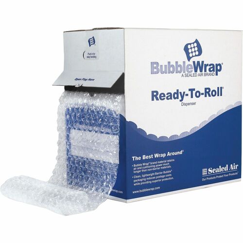 Sealed Air  Bubble Wrap, Strong Grade, 1/2" Bubble, 12"x65', Clear