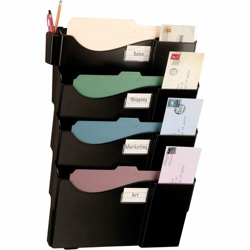 Officemate  Starter Filing System,w/4-Pockets,16-5/8"x4-3/4"x23-1/2",BK