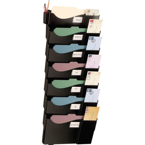 Officemate  Starter Filing System,w/7-Pockets,16-5/8"x4-3/4"x38-1/4, BK