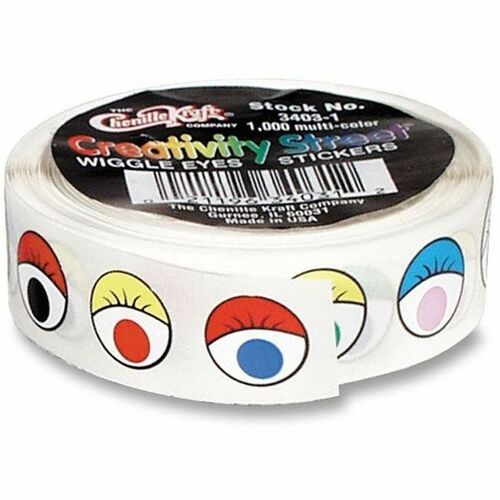 Pacon  Eyes Stickers, Self-adhesive, 1/2" Dia, 1000/RL, Assorted