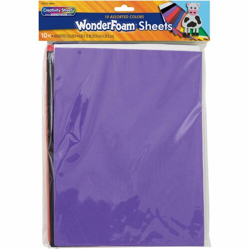 Pacon  Foam Sheets, 10 Colors, 9"x12", 10 Shts/PK, AST
