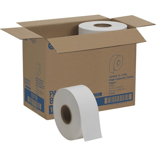 Georgia-Pacific  Jumbo Jr. Bathroom Tissue, 1-Ply, 8/CT, White-GPC13718