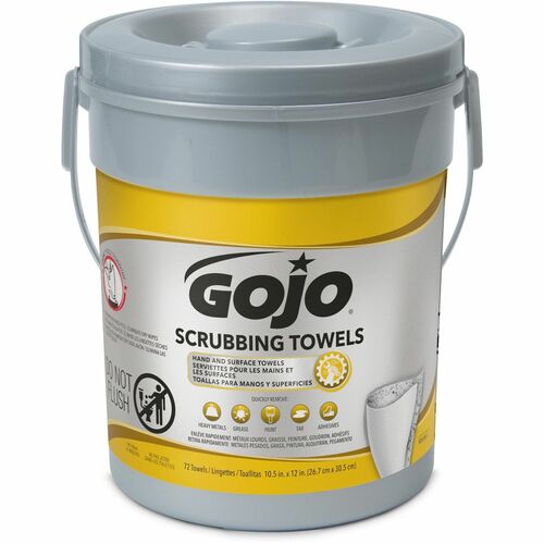 Gojo  Scrubbing Towels, Large, 10-1/2"x12", 72/Canister, White-GOJ639606