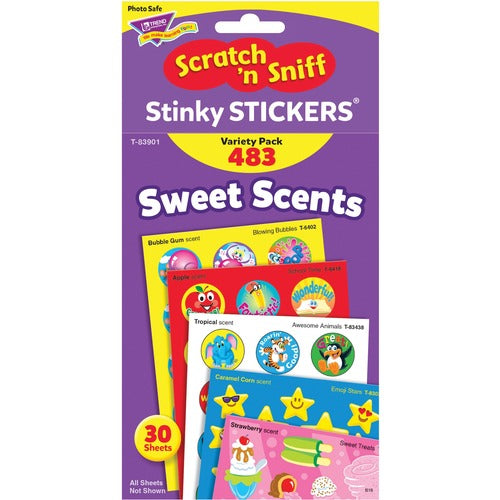 Trend Enterprises  Sweet Stickers, Scratch/Sniff Scents, 480 Pieces/PK, AST