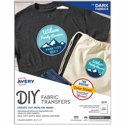 Avery  Iron-On Transfers, f/Dark Fabric, 8-1/2"x11", 5/PK