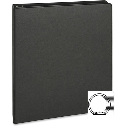 Business Source  Binder, Round Rings, 1" Capacity, 11"x8-1/2", Black